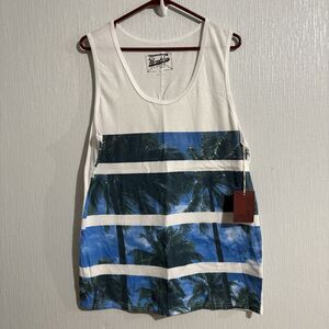 NEW Brooklyn Cloth Palm Tree Tank Top White Beach Summer Vacation Beach Men's L